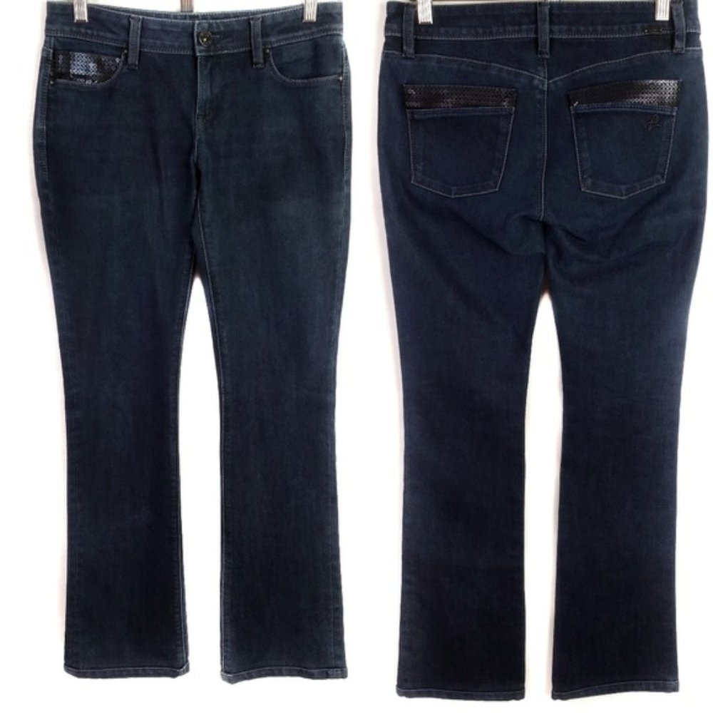 DL1961 Sequin Pocket Low Rise Cindy Slim Boot Cut Jeans 4 Way Stretch 27